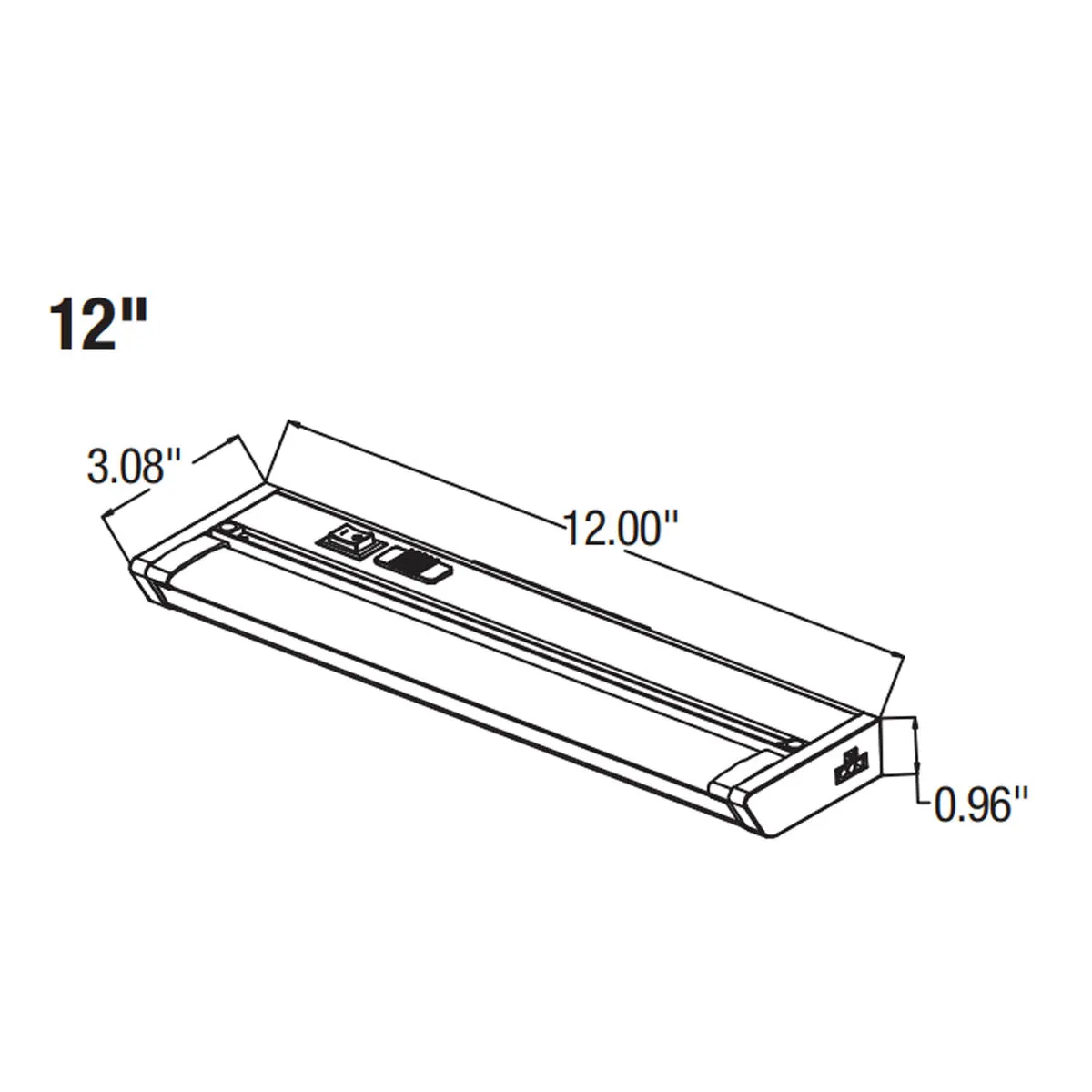 12 Inch Under Cabinet LED Light with Tilting Lens, 600 Lumens, Selectable CCT, 120V