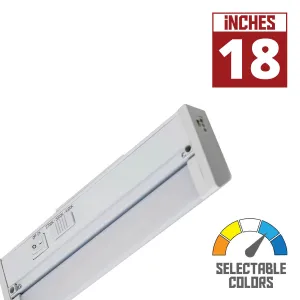 18 Inch Under Cabinet LED Light with Tilting Lens, 1000 Lumens, Selectable CCT, 120V