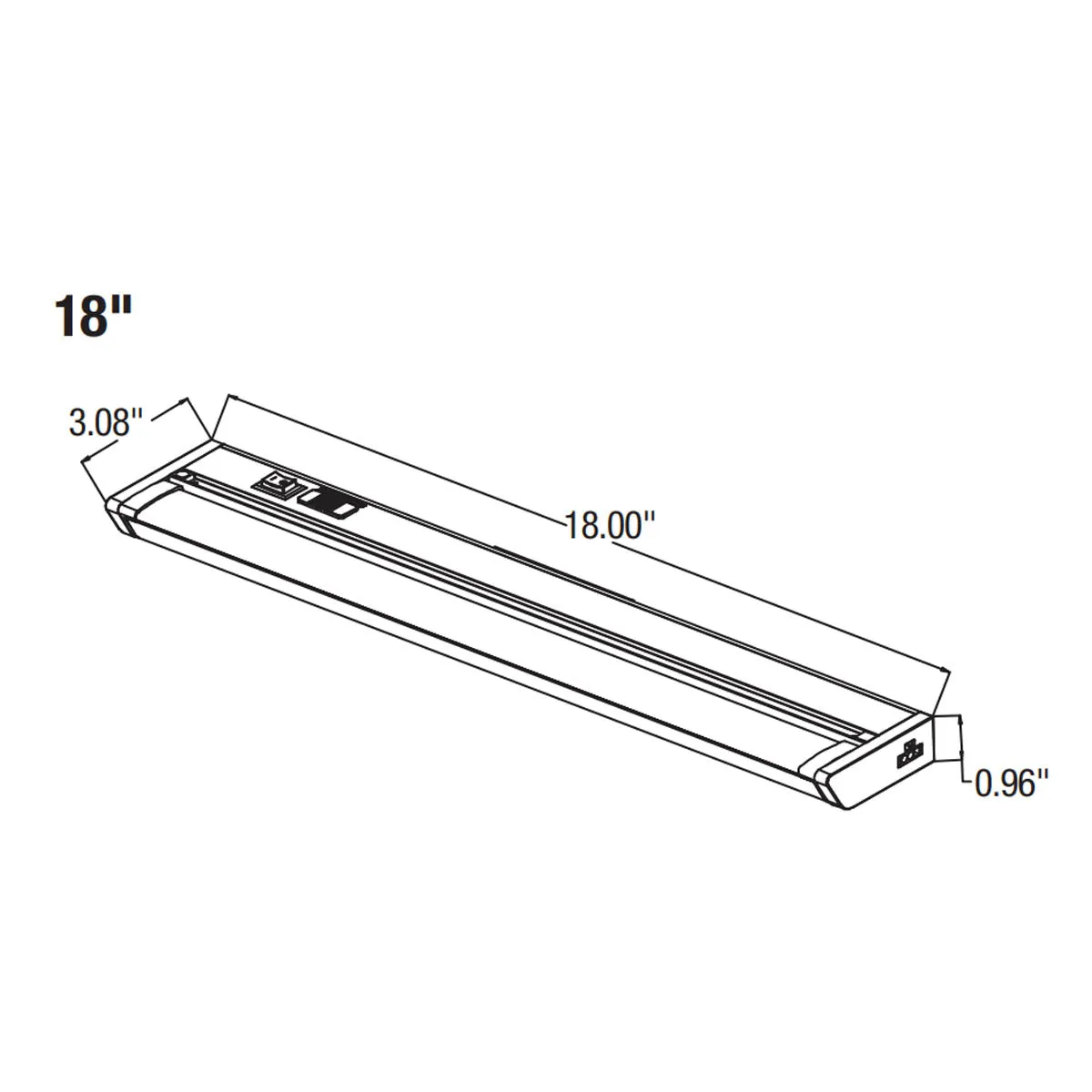 18 Inch Under Cabinet LED Light with Tilting Lens, 1000 Lumens, Selectable CCT, 120V