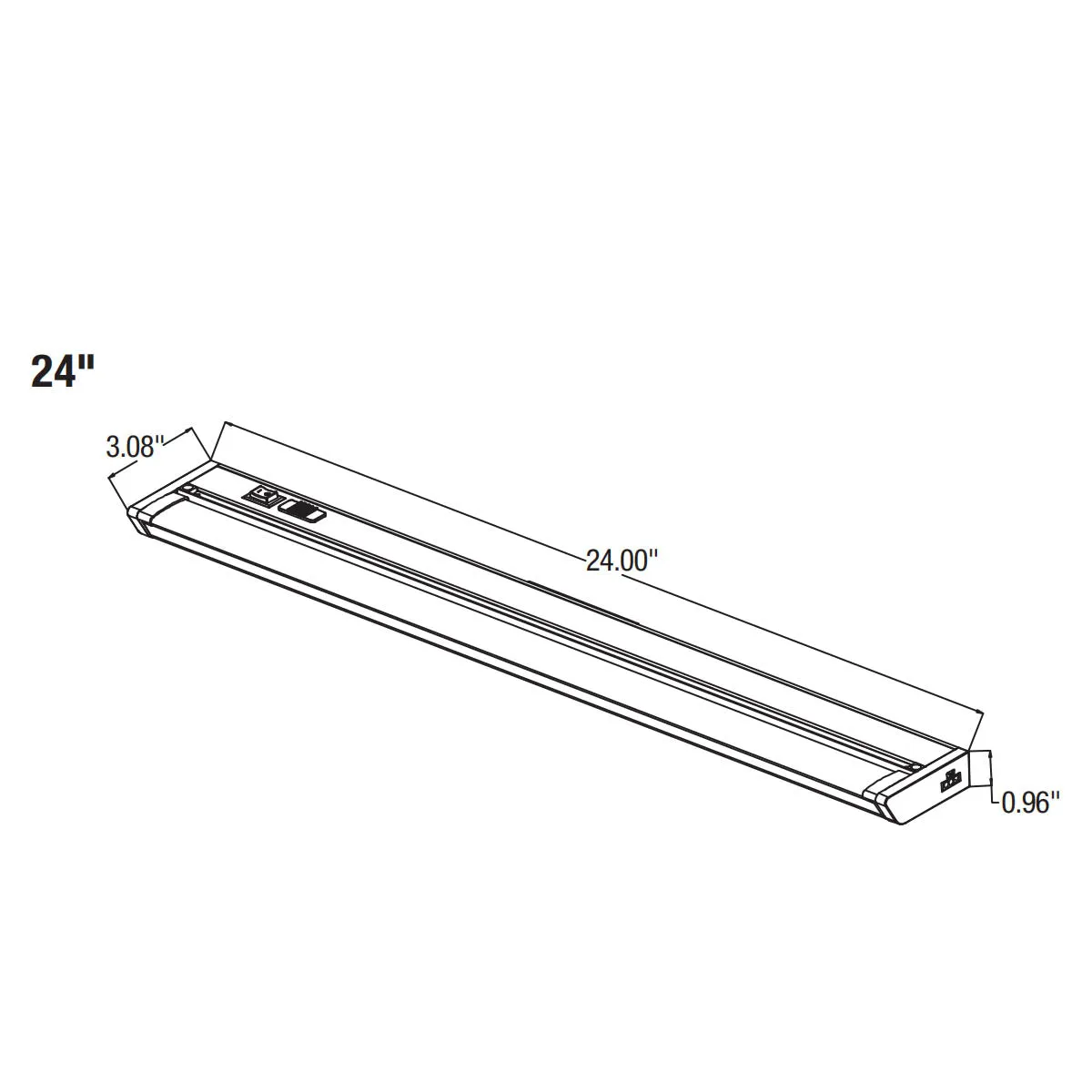 24 Inch Under Cabinet LED Light with Titling Lens, 1200 Lumens, Selectable CCT, 120V