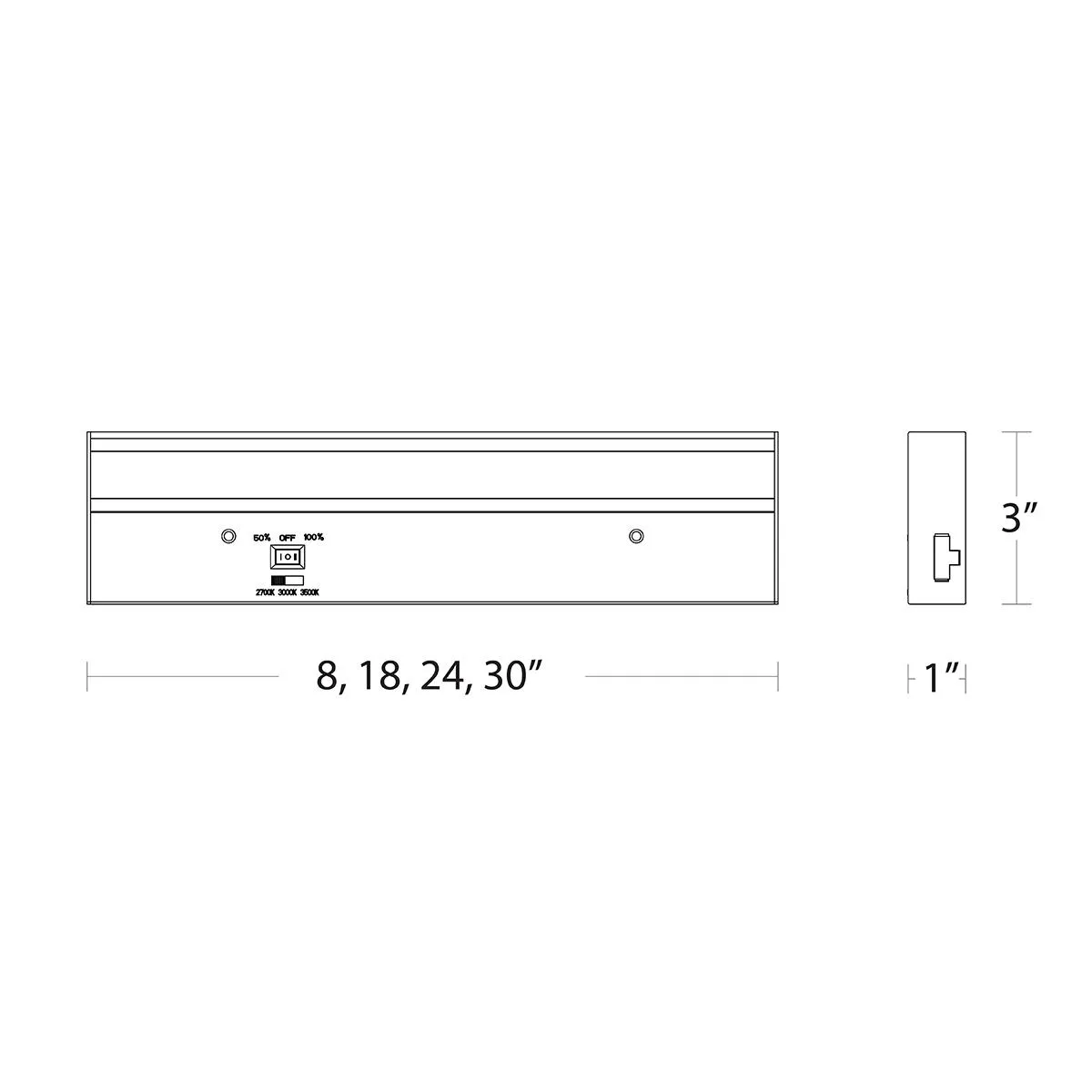 3-CCT Barlight 24in. LED Under Cabinet Light Bar, 910 Lumens, 27K|30K|35K, 120V