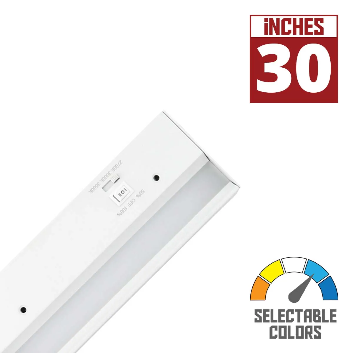 3-CCT Barlight 30in. LED Under Cabinet Light Bar, 1075 Lumens, 27K|30K|35K, 120V