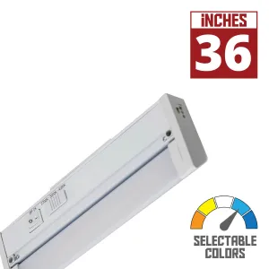 36 Inch Under Cabinet LED Light with Tilting Lens, 1900 Lumens, Selectable CCT, 120V
