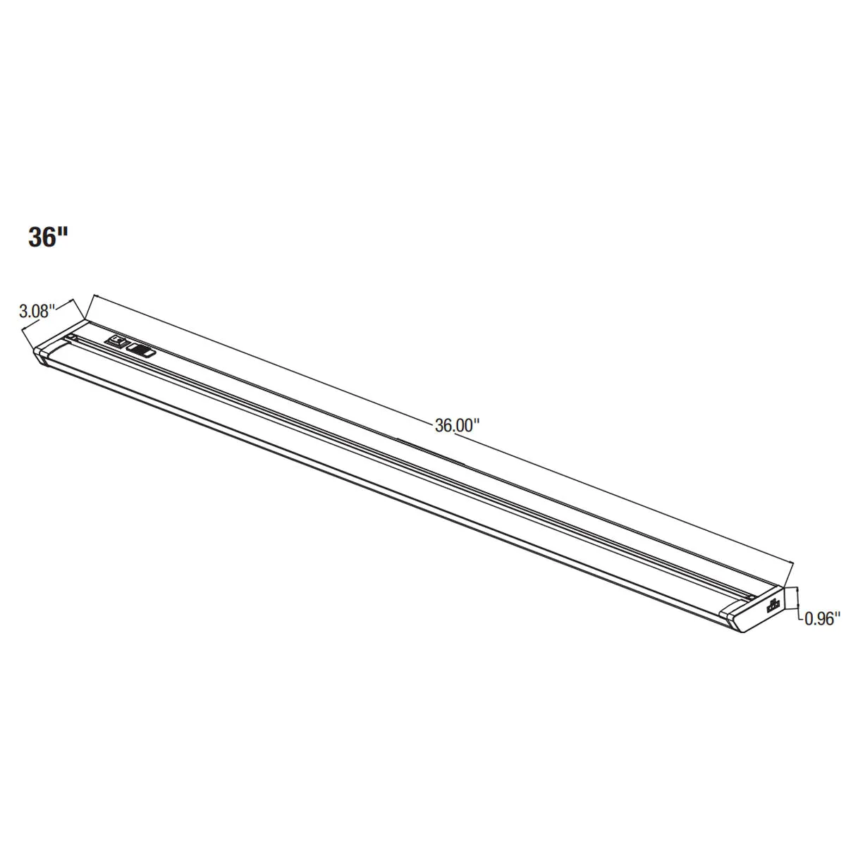 36 Inch Under Cabinet LED Light with Tilting Lens, 1900 Lumens, Selectable CCT, 120V