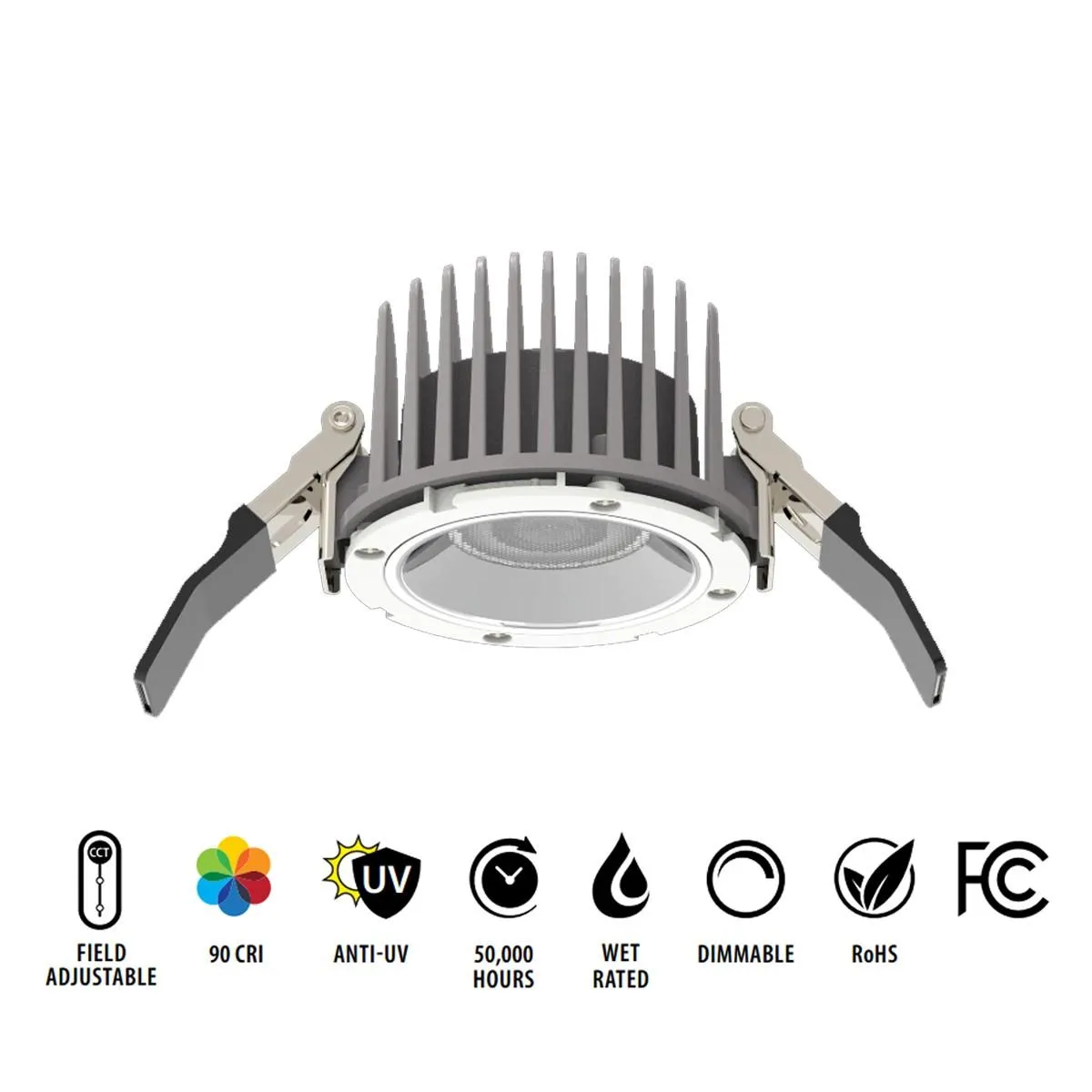 4 Inch HALED Canless Recessed Downlight, 12 Watts, 1100 Lumens, Selectable 2700K to 5000K