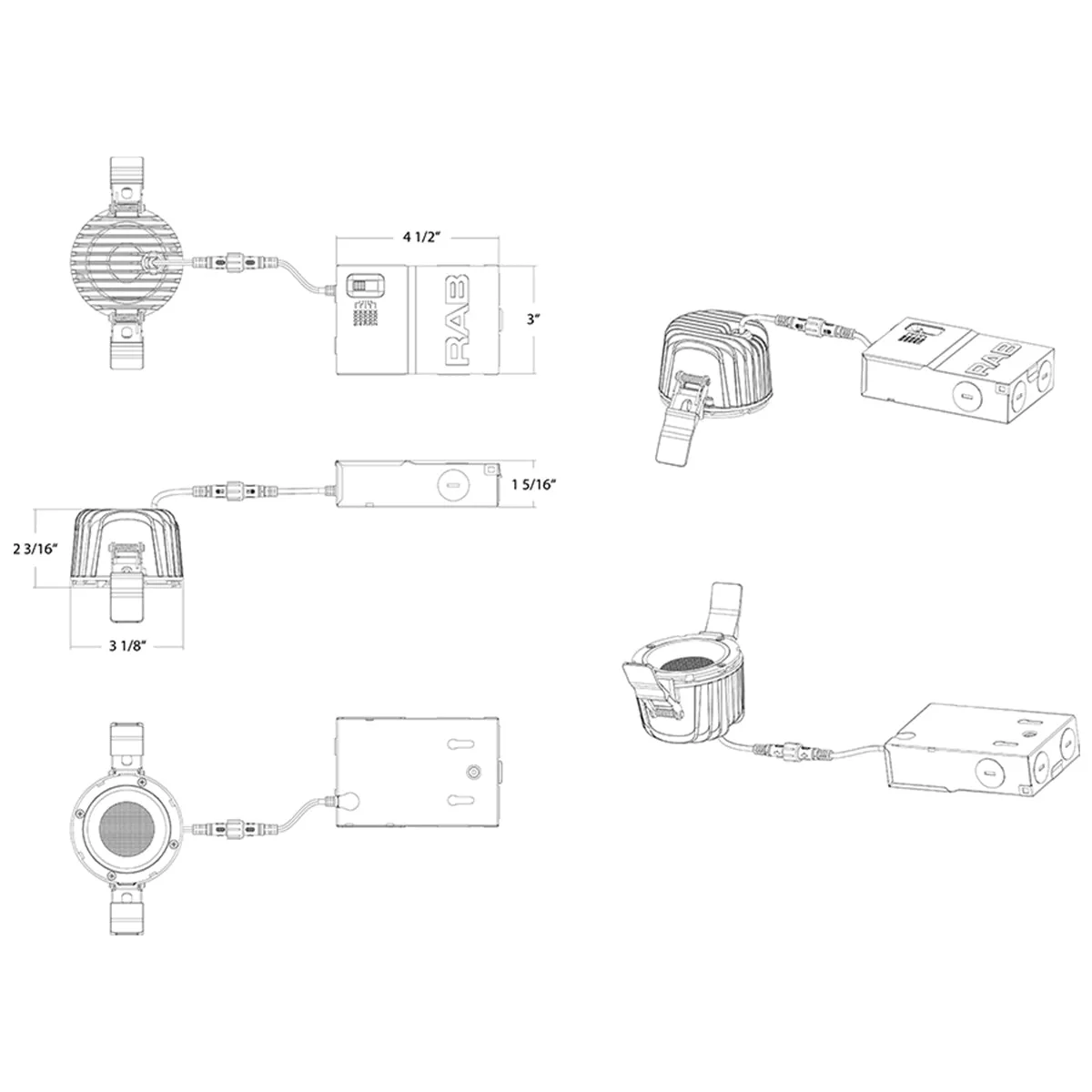 4 Inch HALED Canless Recessed Downlight, 12 Watts, 1100 Lumens, Selectable 2700K to 5000K