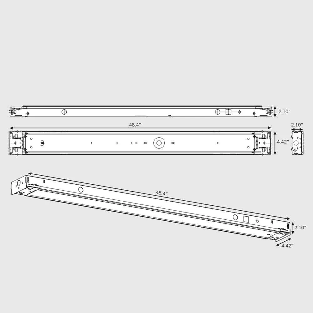 4ft T8 2-Lamp LED Ready Strip Light, Single End Wiring, Bulbs Not Included