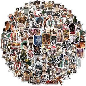 50/100pcs Attack on Titan Stickers | Anime Stickers Gifts for Laptop Suitcas Bicycle Car PVC Sticker