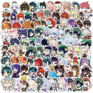 50/100pcs Cute Genshin Impact Stickers | Anime Gaming Sticker | for Laptop Luggage Skateboard Guitar Motorcycle