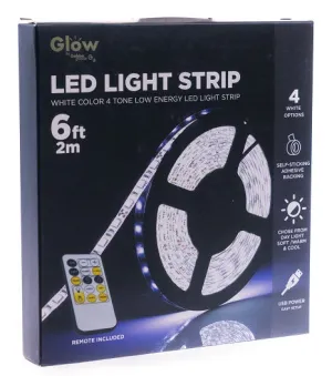 6 Foot White LED Light Strip with Remote Control