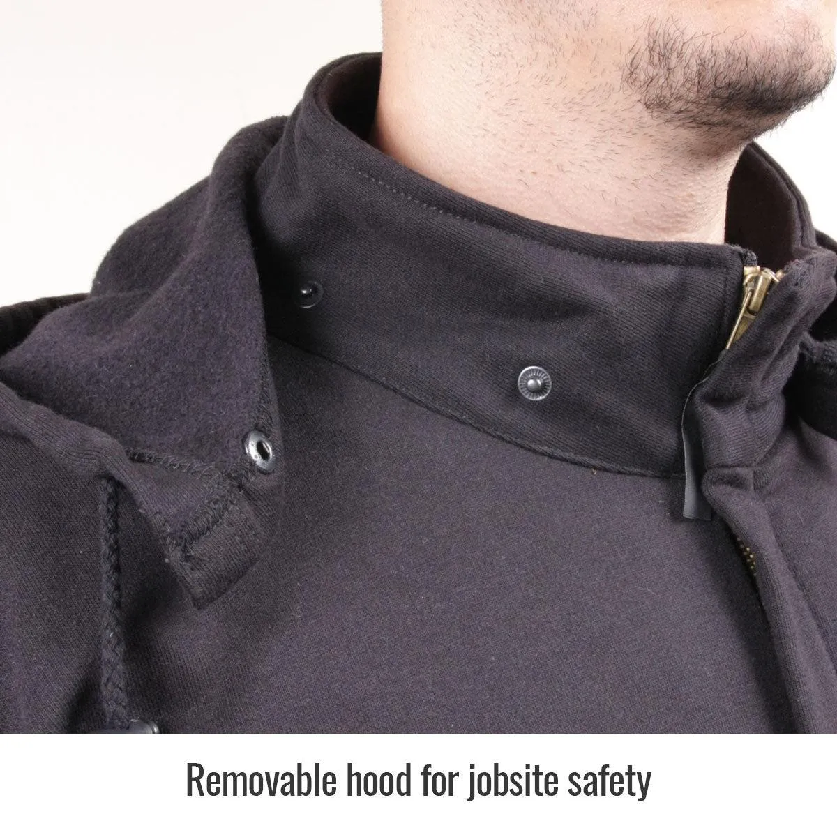 Black Stallion Full-Zip FR Cotton Hooded Sweatshirt - JF1331-BK