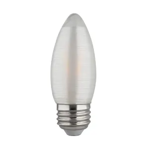 C11 LED Filament Bulb, 2 Watts, 120 Lumens, 2700K, E26 Medium Base, Satin Spun Finish