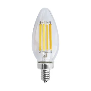 C11 LED Filament Bulb, 8 Watts, 760 Lumens, 3000K, E12 Candelabra Base, Clear Finish