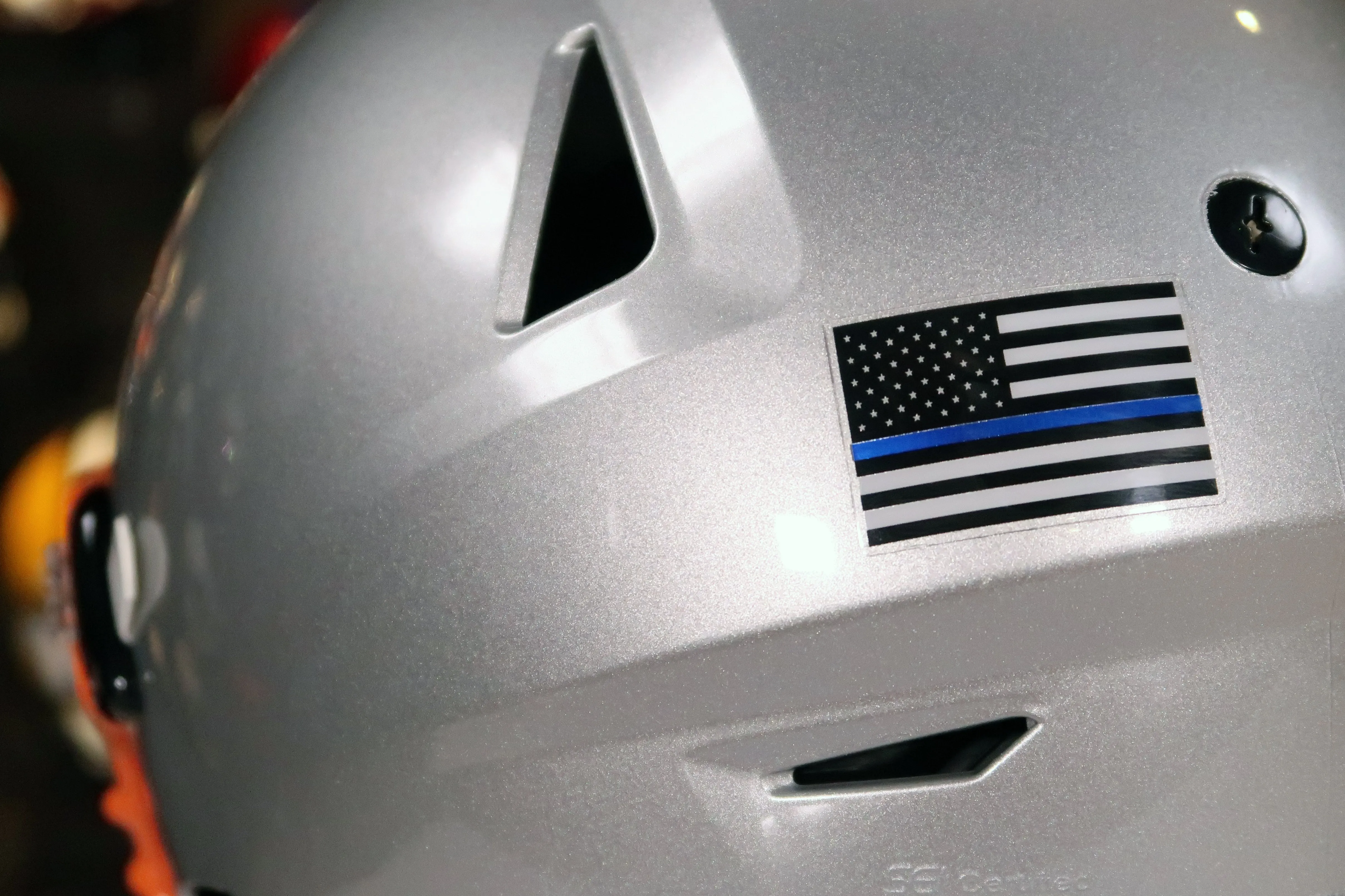 Chrome US Flag Helmet Decal
