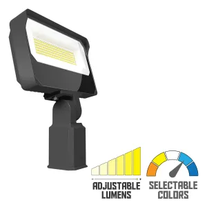 Dusk To Dawn LED Flood Light, 70/80/90W, 14000 Lumens, 30K/40K/50K, 120-277V, Slipfitter Mount