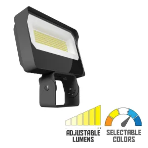 Dusk To Dawn LED Flood Light, 70/80/90W, 14000 Lumens, 30K/40K/50K, 120-277V, Trunnion Mount