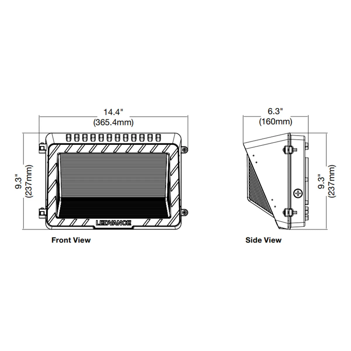 LED Wall Pack, 12000Lm, 50/65/80W, 30K/40K/50K, On/Off Photocell, 120-347V