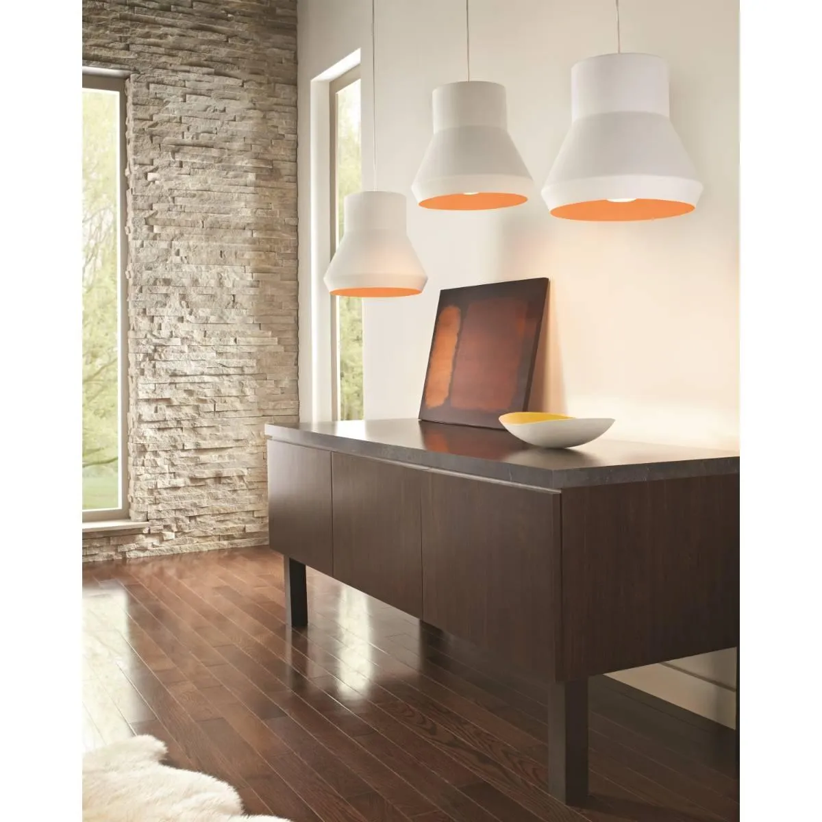 Milo 15 in. Pendant Light White & Orange Finish