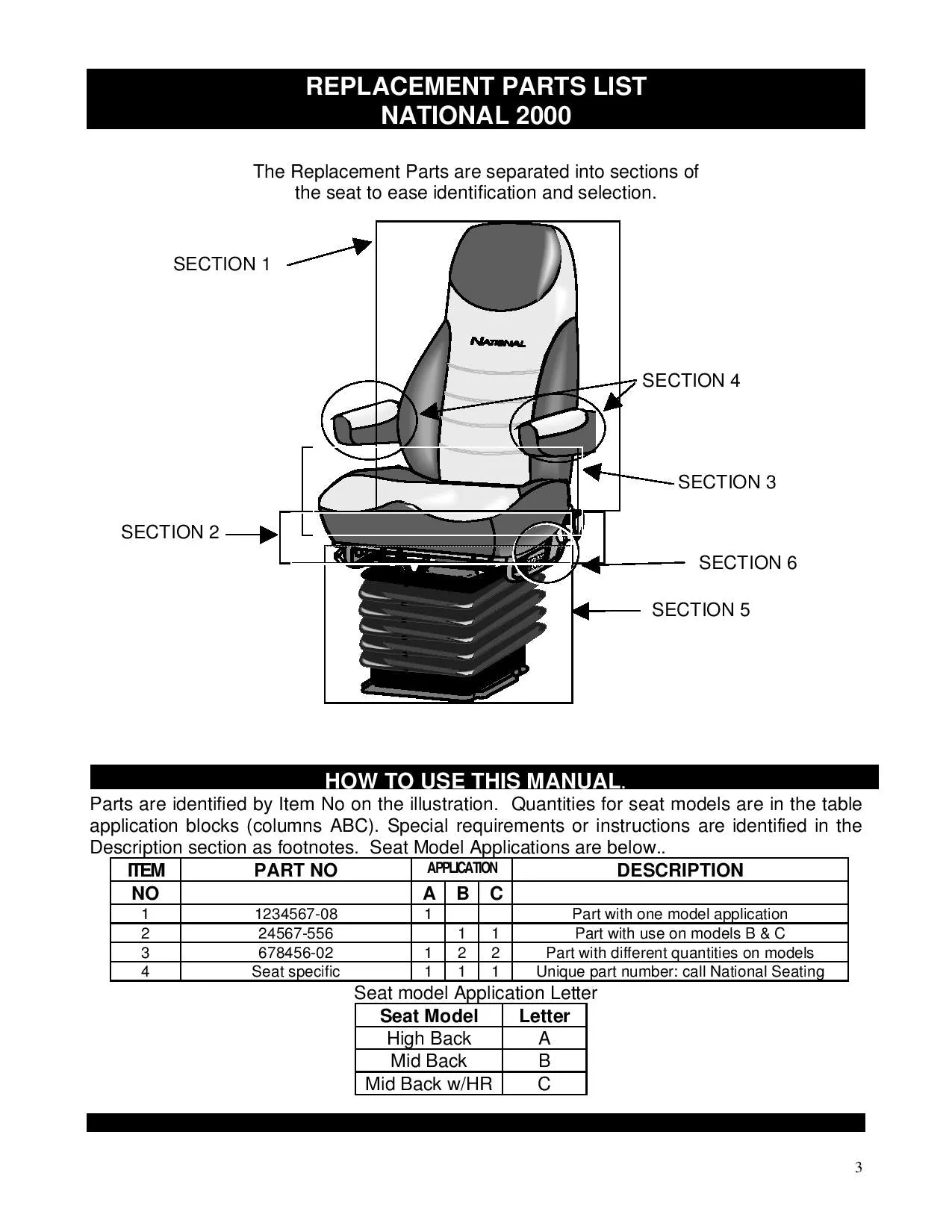 NATIONAL SEAT LOW RIDE BASE