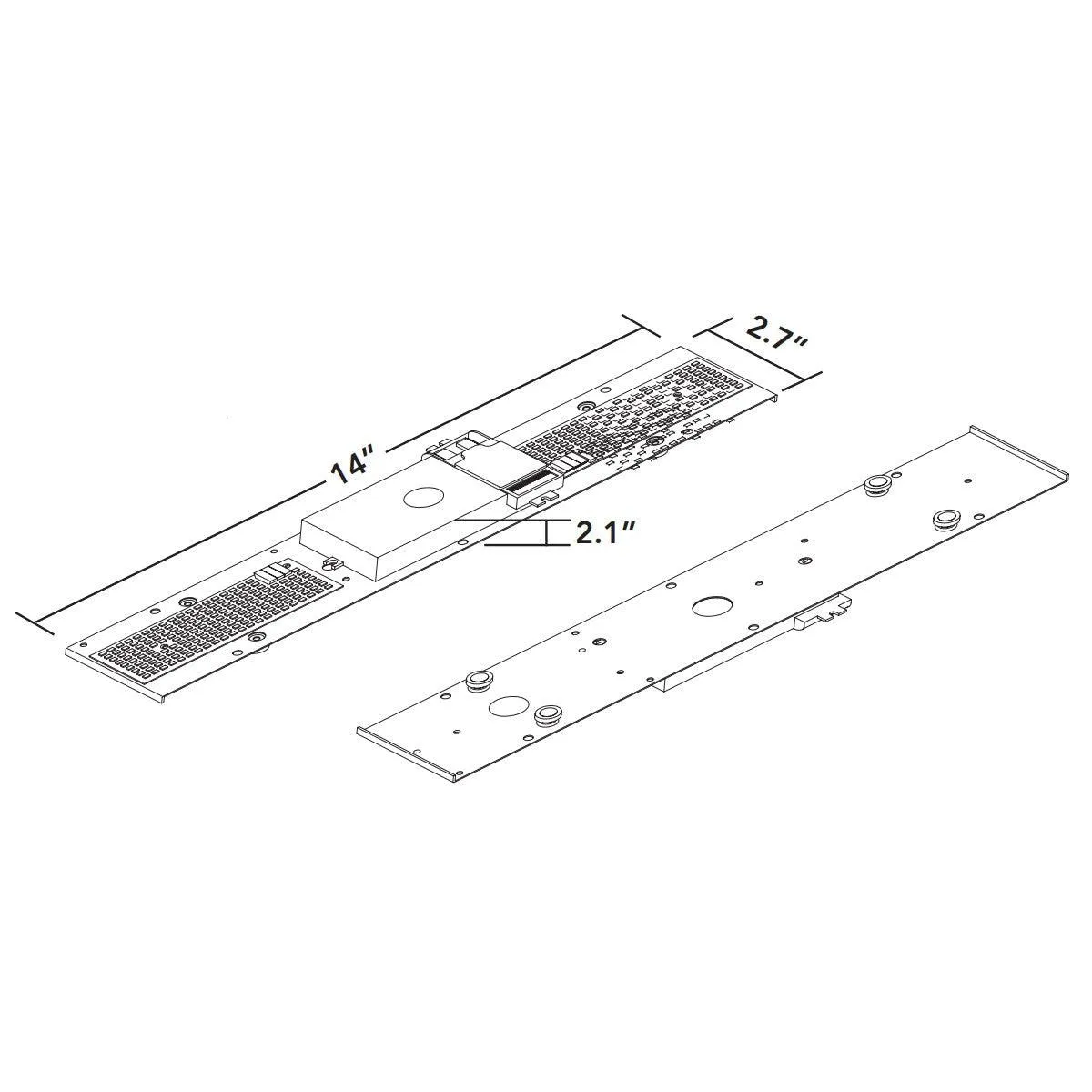 RemPhos 14" Vanity LED Retrofit Kit, 15W, 816lm, 30K|35K|40K, 120V-277V, Middle Mount Driver