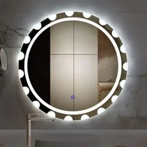 Round Shape LED Mirror with 3 Lighting Options (Warm, Natural White, Cool White) with Touch Sensor (24X24INCH) L48 Stylish and Decorative Design.