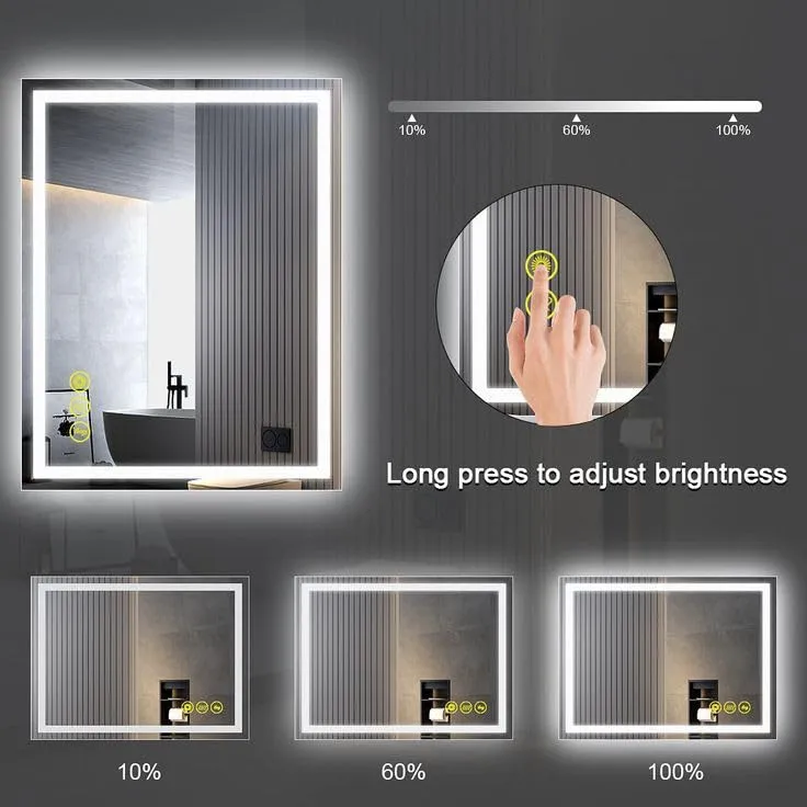 Round Shape LED Mirror with 3 Lighting Options (Warm, Natural White, Cool White) with Touch Sensor (24X24INCH) L48 Stylish and Decorative Design.