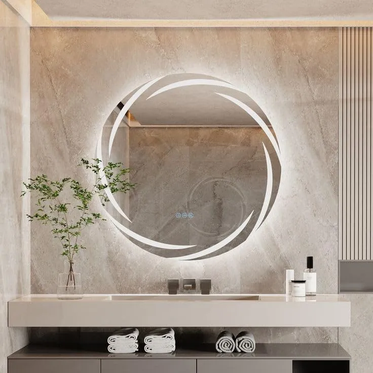 Round Shape LED Mirror with 3 Lighting Options (Warm, Natural White, Cool White) with Touch Sensor (24X24INCH) L51 Stylish and Decorative Design.