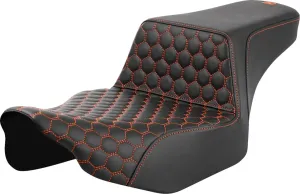 Saddlemen Honeycomb Step-Up Orange Stitching Extended Reach Seat Black / Orange