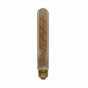 T9 LED Single Tube Spiral Vintage Bulb, 5 Watts, 240 Lumens, 2000K, E26 Base, Amber Finish