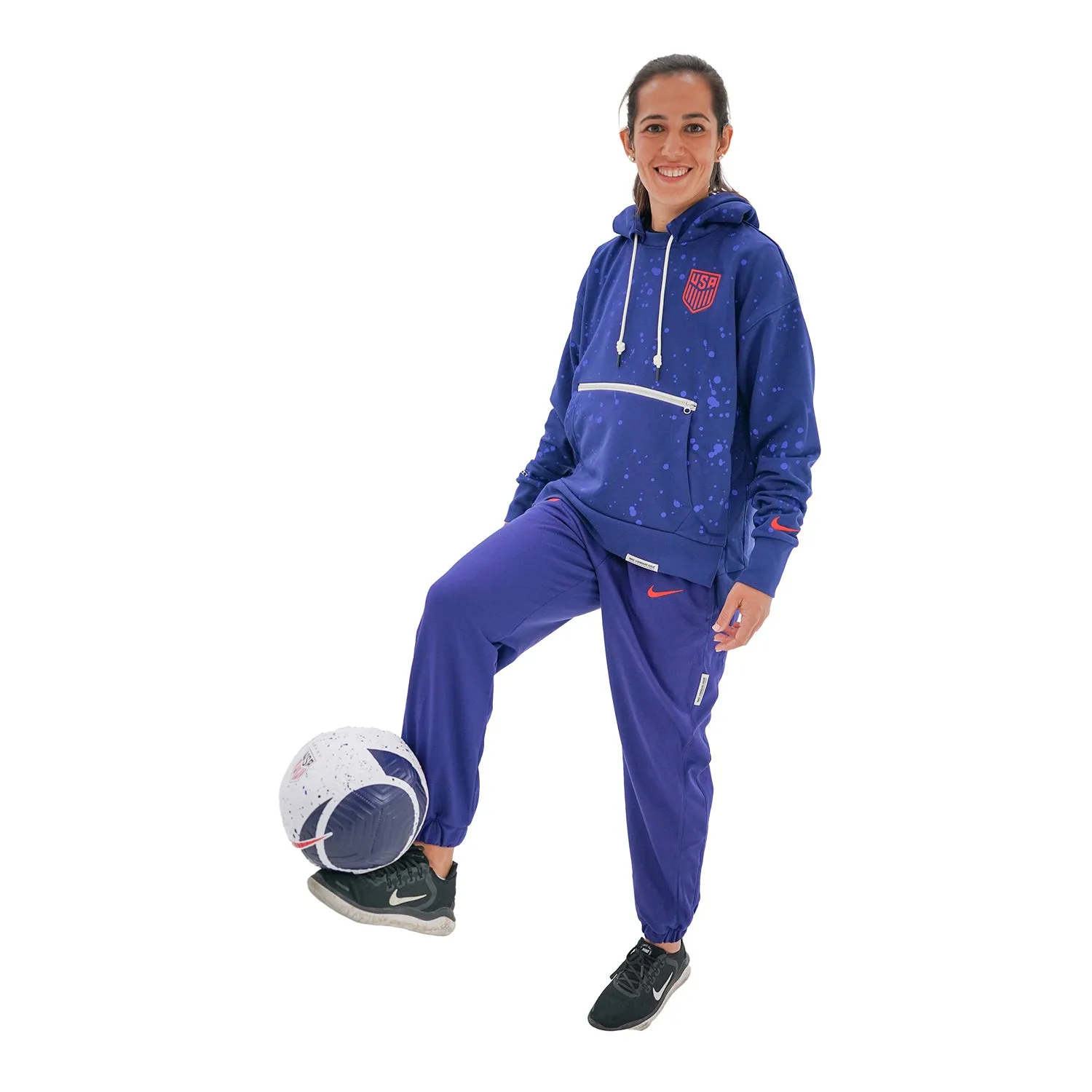 Women's Nike USA Terry Splatter Crest Blue Hoodie