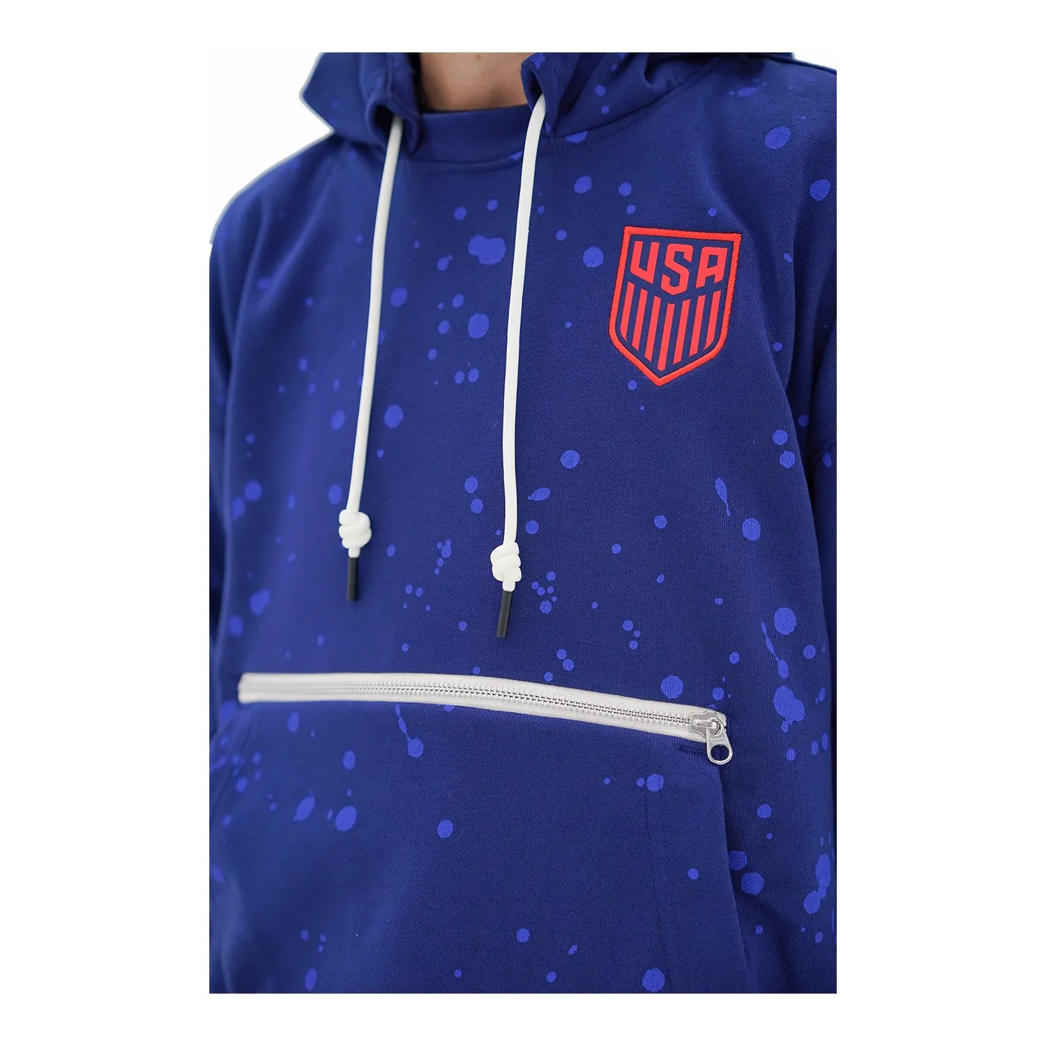 Women's Nike USA Terry Splatter Crest Blue Hoodie